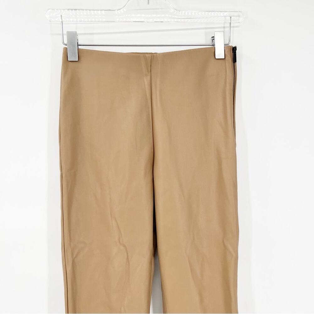 ZARA Faux Leather High Waist Slit Back Skinny Pants XS Tan‎ - Picture 4 of 7